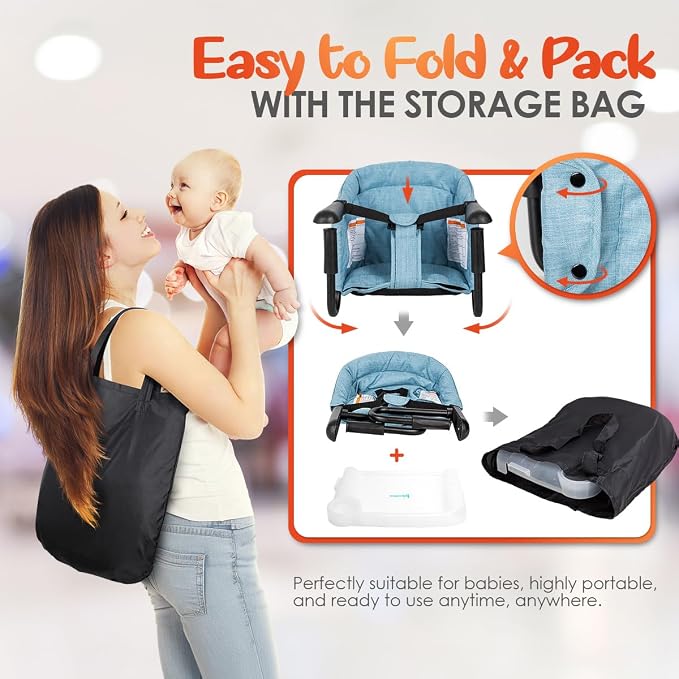Hook On Chair with Removable Dining Tray, Portable Hook-On Chairs with Storage - Image 5