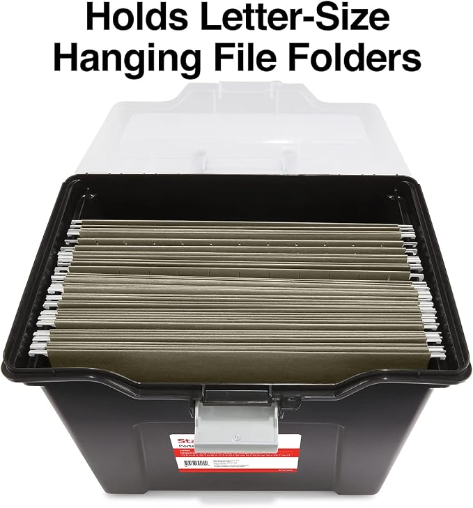 STAPLES File Folder Tote, Portable Filing Box, Letter Size Hanging Folders - Image 2