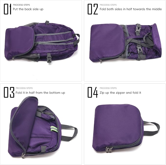 Yaopeing Lightweight Backpack, 25L Foldable Hiking Packable, Water Resistant - Image 7