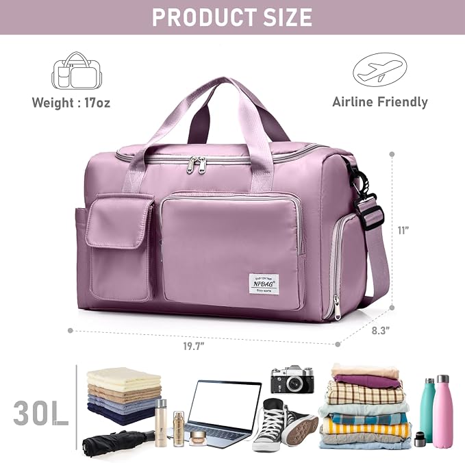 NPBAG Women Travel Duffel, Gym Workout Overnight Bag, Mommy Hospital Bag - Image 3