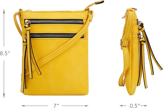 DELUXITY | Crossbody Purse Bag | Functional Multi Pocket Double Zipper Purse | - Image 8
