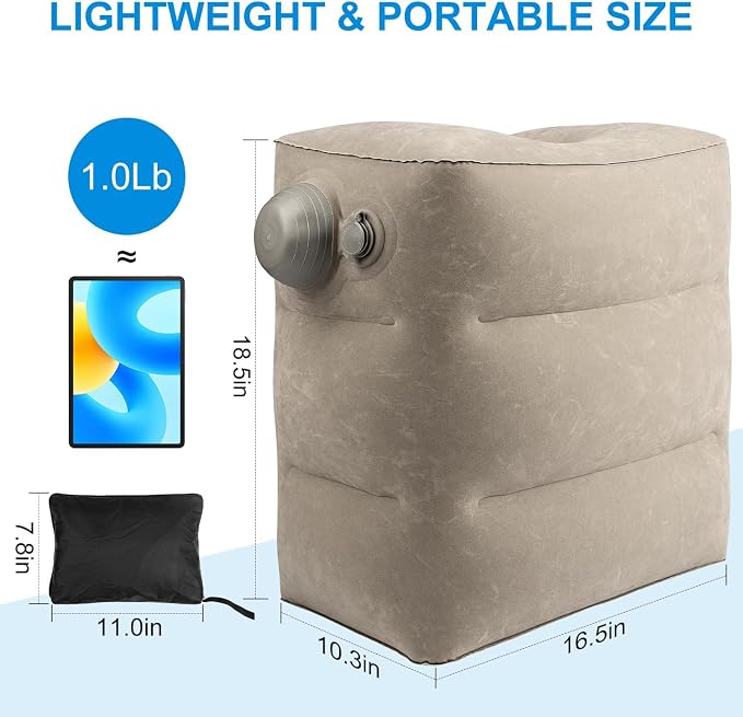 Inflatable Travel Foot Rest Pillow, 2 Pack Airplane Foot Rest Pillows, Portable - Image 2