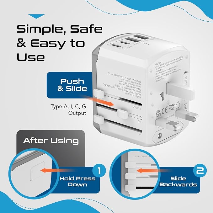 Ceptics Universal Travel Adapter 17.5W, 5 in 1 Universal Laptop Charger - Image 8