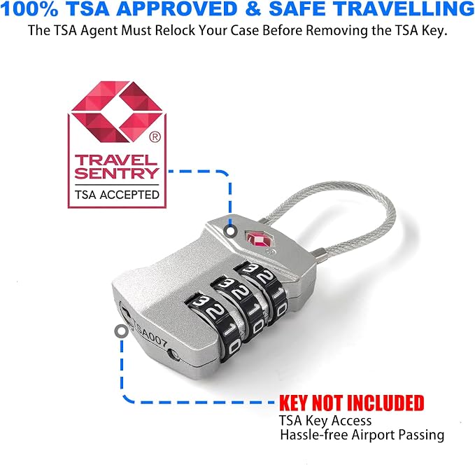 2 Pack TSA Approved Travel Luggage Locks, Cable Combination Lock, 3 Digit - Image 2