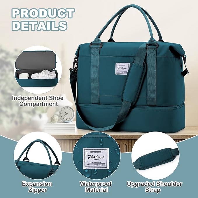 Travel Duffel Bag, Sports Tote Gym Bag, Shoulder Weekender Overnight Bag - Image 4