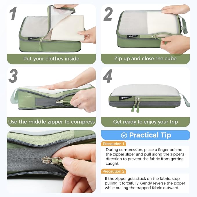 BAGAIL 6 Set Ultralight Compression Packing Cubes Packing Organizer - Image 3