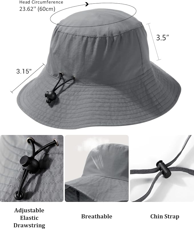 Water-Resistant Sun UPF 50+ Bucket Hat Protection Packable Brimmed Boonie - Image 6