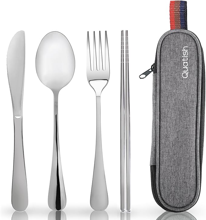 Travel Utensils with Case, Quatish Portable Silverware Set by Quatish