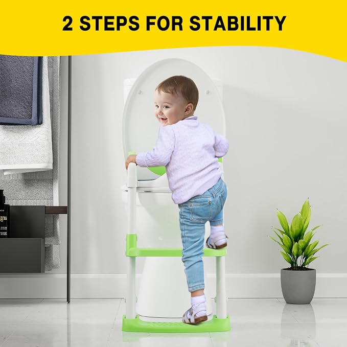 Potty Training Seat with Step Stool Ladder, Toddler Toilet Seat with PU Cushion - Image 5