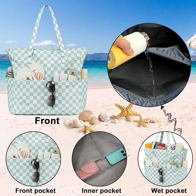 Beach Pool Bags Tote for Women Ladies Large Gym Tote Carry On Bag - Image 5