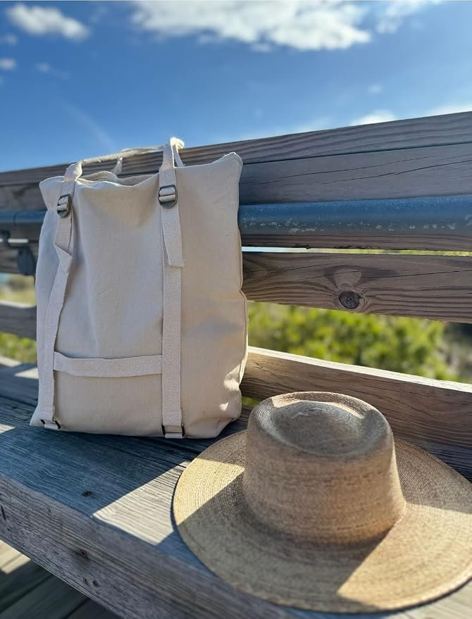 Large Beach Tote Bag with Hat Holder Straps, Womens large beach bag- Vation - Image 2