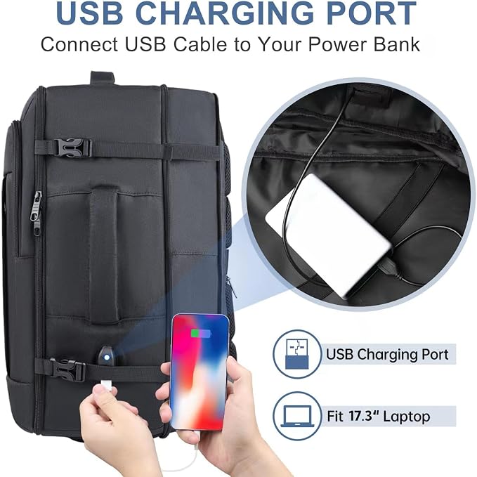 Carry On Backpack, 50L Travel Backpack, Luggage Backpack TSA Flight Approved - Image 6