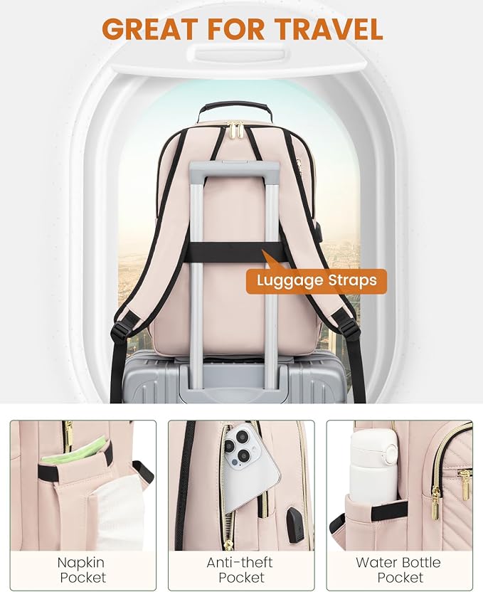 LOVEVOOK Laptop Backpack Purse for Women, Work Travel Computer Bags, College - Image 4