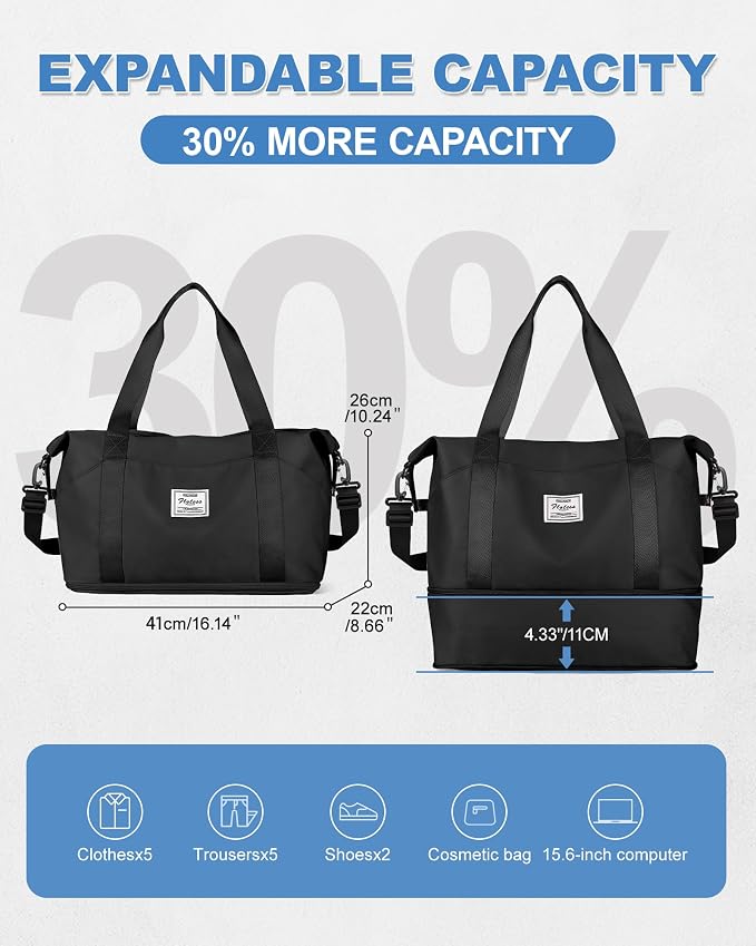 Travel Duffel Bag, Sports Tote Gym Bag, Shoulder Weekender Overnight Bag - Image 3