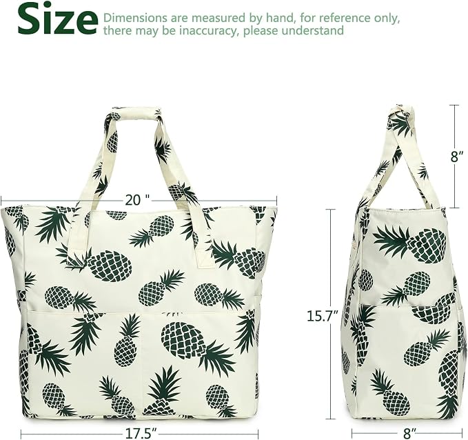 LEDAOU Large Beach Tote Bag Women Waterproof Sandproof Zipper Beach Tote Bag - Image 3
