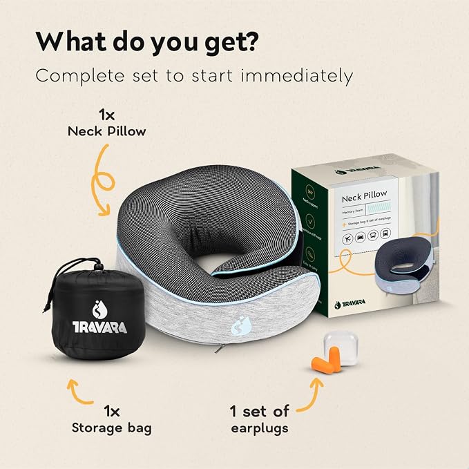 Travel Pillow - Airplane Neck Pillow - 100% Pure Memory Foam Flight Pillow - Image 8