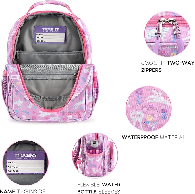 mibasies Girls Backpack 5-8: Lightweight Kids Backpacks - Image 3