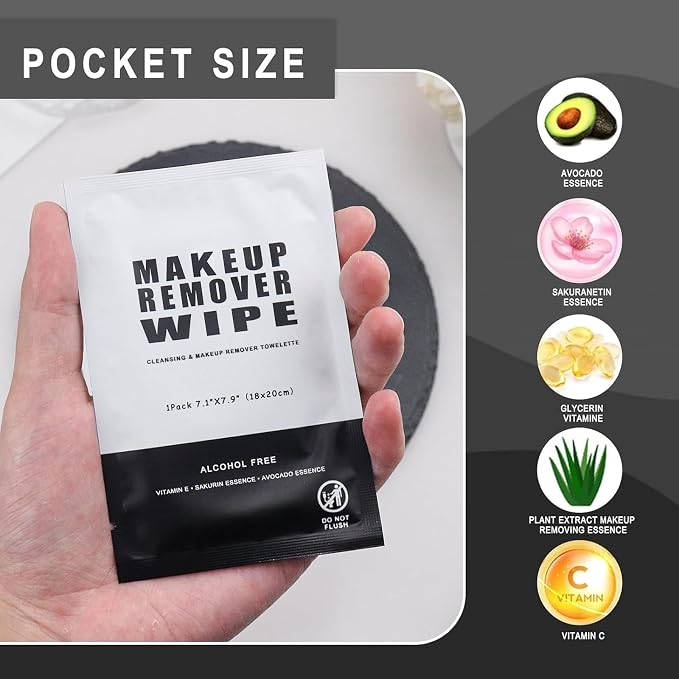 100 Makeup Remover Wipes Bulk Individually Wrapped Makeup Wipes Single Makeup - Image 3