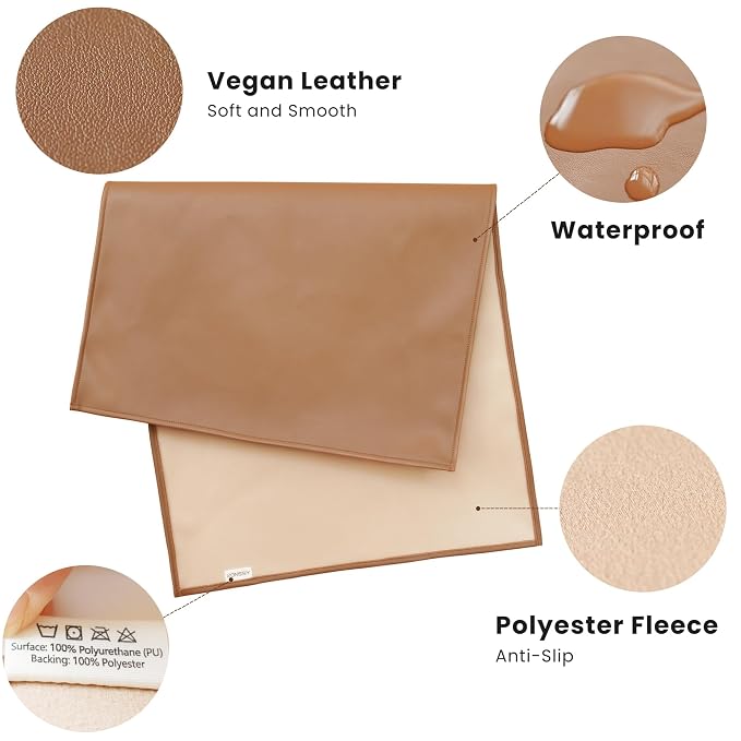 Konssy Faux Leather Baby Changing Mat 2 Pack, Waterproof, Wipeable & Portable - Image 2