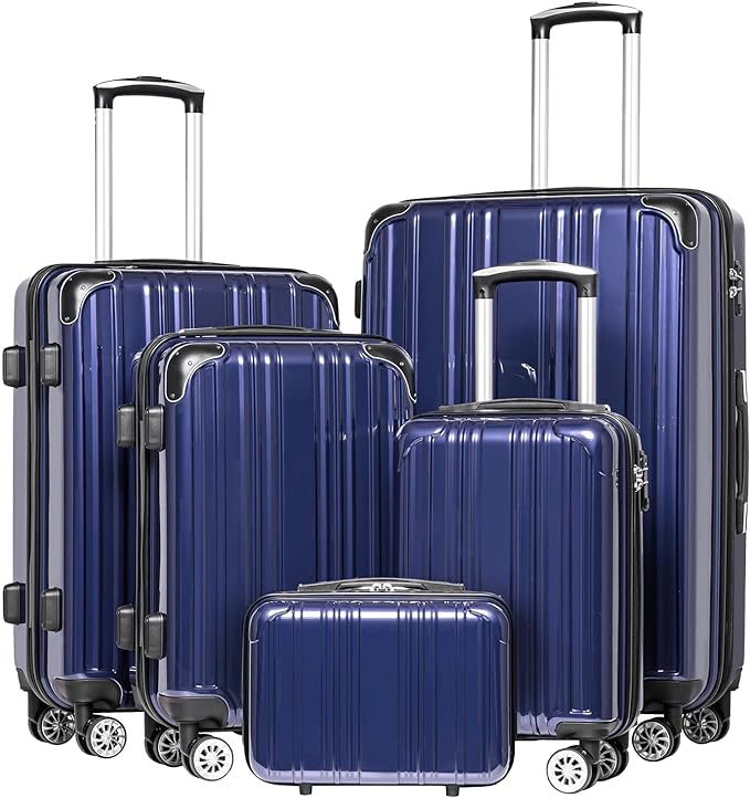 Coolife Luggage Expandable 5 Piece Sets PC+ABS Spinner Suitcase 20 inch 24 inch by COOLIFE