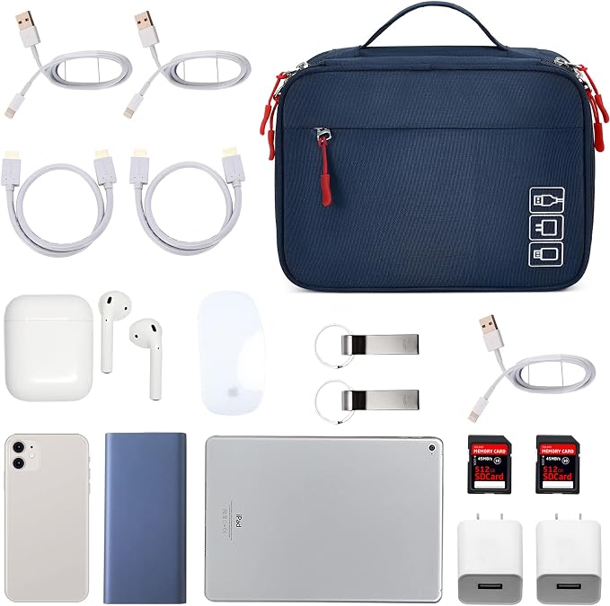 MIRLEWAIY Electronics Cable Organizer Bag, Water-resistant Tech Pouch, Portable - Image 4