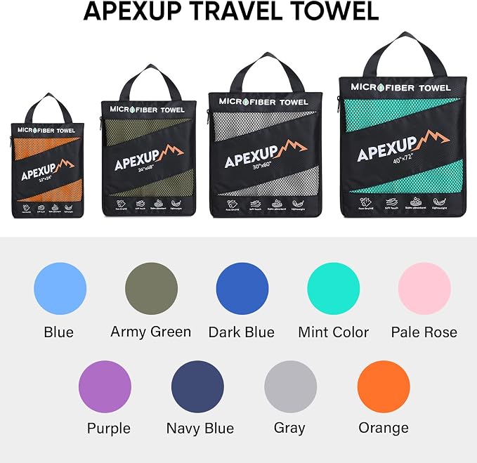 APEXUP Microfiber Travel Towel, Ultra Absorbent Quick Dry Towels, Lightweight - Image 5