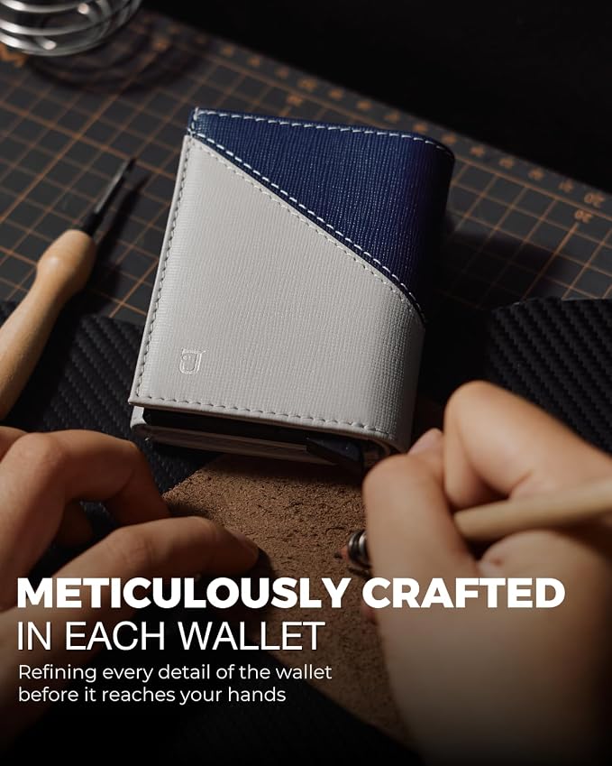 Jenoss Smart Wallet For Men: Full Grain Leather, Handcrafted, Slide Metal Pop - Image 5