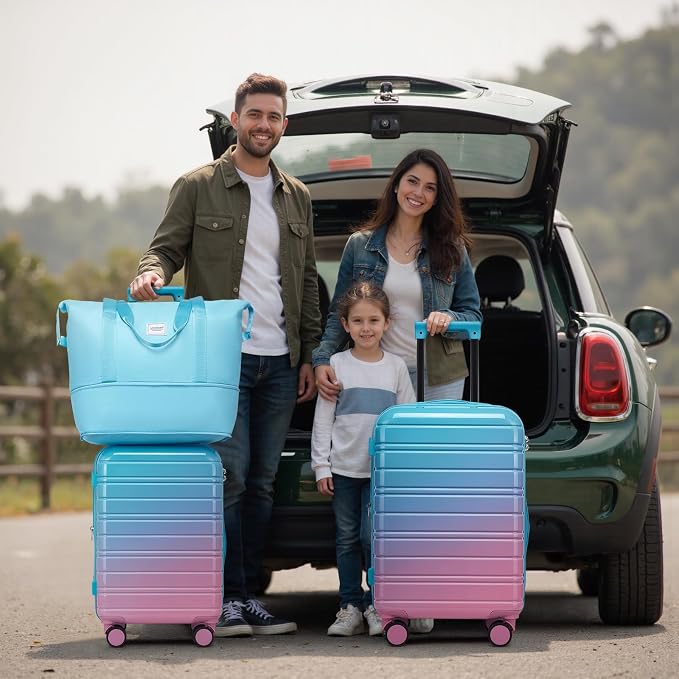 LARVENDER Luggage Sets 5 Piece Hardside Expandable Suitcase - Image 2