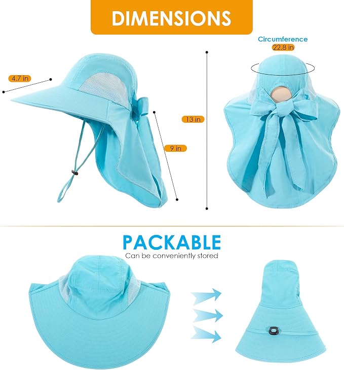 Womens Sun Hat UV Protection, Foldable Waterproof Wide Brim Bucket Hats - Image 7