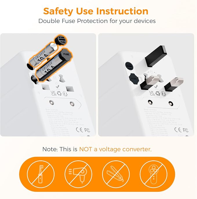 TESSAN Universal Travel Adapter 140W GaN, International Plug Adaptor - Image 6