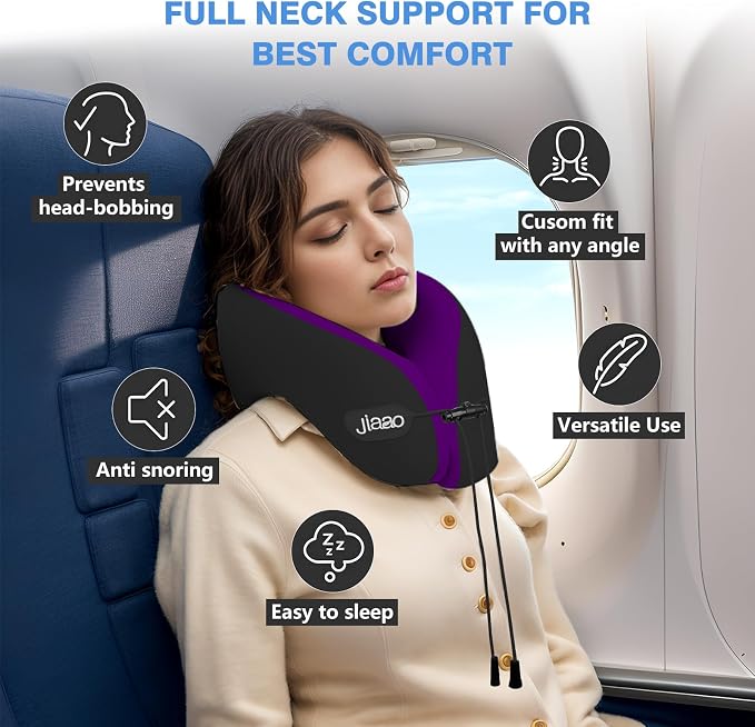 Travel Neck Pillow for Airplanes, Neck Pillow for Traveling, 360º Ergonomic - Image 2
