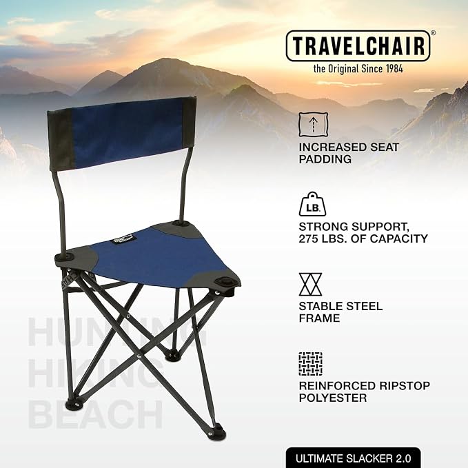 Travel Chair Ultimate Slacker, Quick Folding Tripod Stool - Image 3