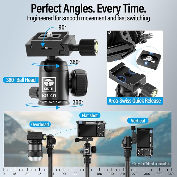 SIRUI Lightweight Carbon Fiber Travel Tripod, 6kg Load Capacity Compact Camera - Image 6