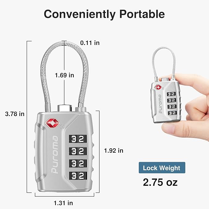Puroma 2 Pack TSA Approved Luggage Lock, 4 Digit Combination Travel Locks - Image 3