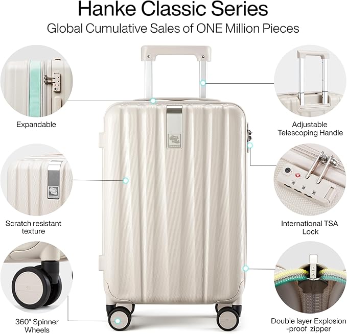 Hanke Expandable Hardshell Luggage Sets 3 piece Carry on Luggage - Image 5