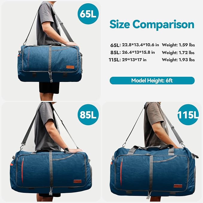 Canway 85L Travel Duffel Bag, Foldable Weekender Bag - Image 2