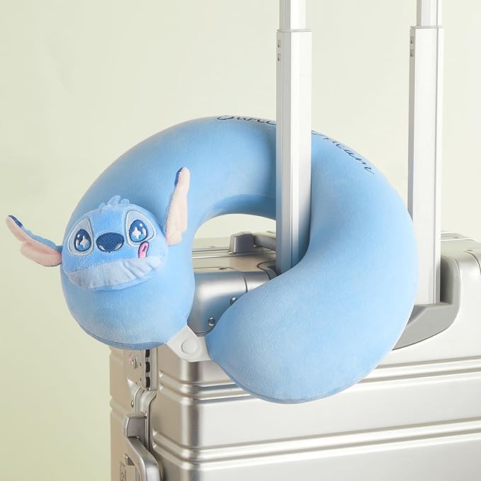 MINISO Disney Stitch Travel Pillow 100% Pure Memory Foam Neck Pillow, Airplane - Image 7