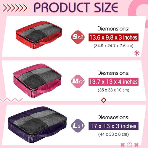 5 Pcs Packing Cubes for Suitcase Large Travel Cubes Carry on Luggage Organizer - Image 2