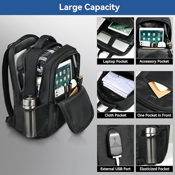 Voova Travel Laptop Backpack, Business Work Laptop Backpack - Image 2