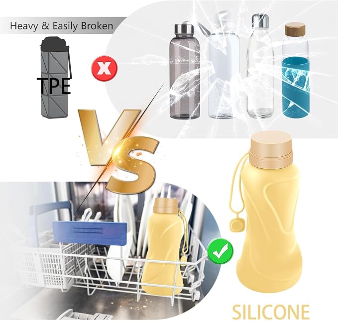 Collapsible Water Bottles, Leak Proof, Reuseable BPA Free Silicone Foldable - Image 5