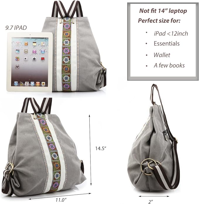 Goodhan Women Canvas Backpack Daypack Casual Shoulder Bag, Vintage Heavy-duty - Image 5