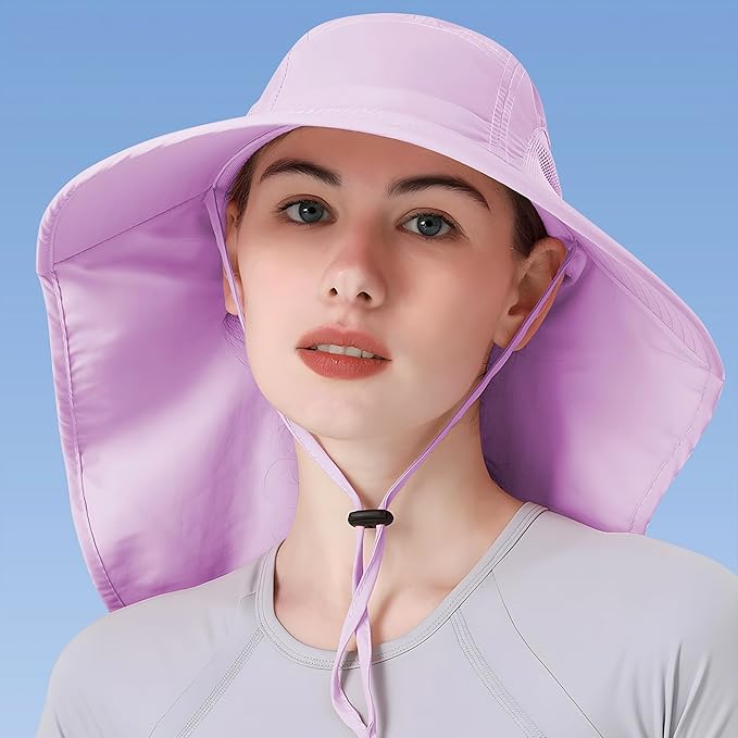 Womens Sun Hat UV Protection, Foldable Waterproof Wide Brim Bucket Hats - Image 2