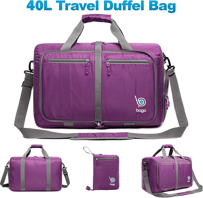 Bago Foldable Duffel Bags for Traveling Women & Men - 40L Sports Packable - Image 9