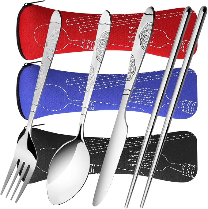 6 Pack Reusable Flatware Sets Knife, Chopsticks - Image 3