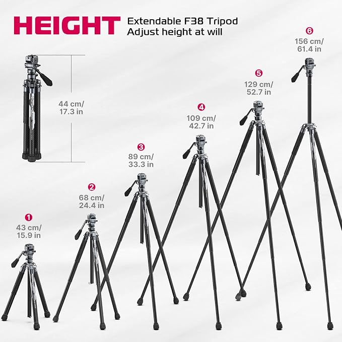 ULANZI F38 Video Travel Tripod, 61.4" Lightweight Carbon Fiber Camera Tripod - Image 7