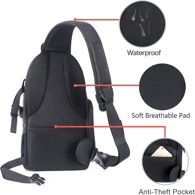 MOSISO Camera Sling Bag, DSLR/SLR/Mirrorless Camera Backpack Case Shockproof - Image 4