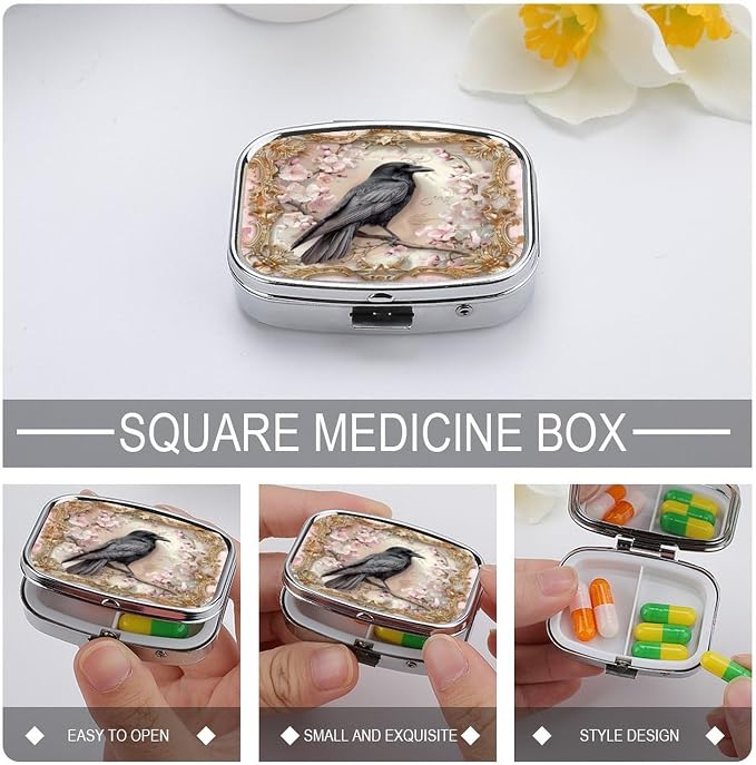 Metal 2 Compartment Pill Organizer Travel Friendly Portable Compact Pill Box - Image 4