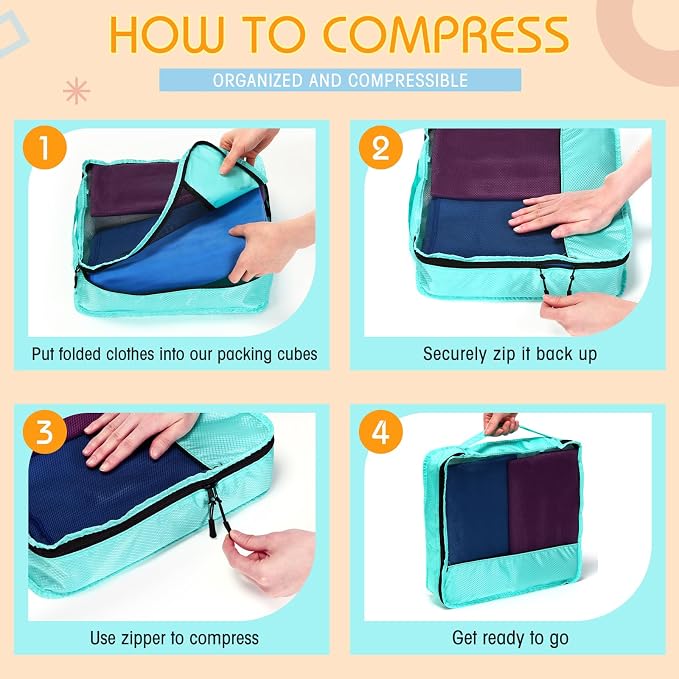 5 Pcs Packing Cubes for Suitcase Large Travel Cubes Carry on Luggage Organizer - Image 4