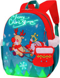 SUN EIGHT Kids Christmas Backpack – Glow in the Dark Santa & Reindeer Design by SUNEIGHTBACKPACK