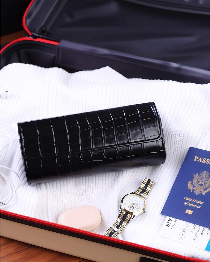 MR.OKAY 3 Watch Travel Case-Classic Leather Watch Case - Image 6